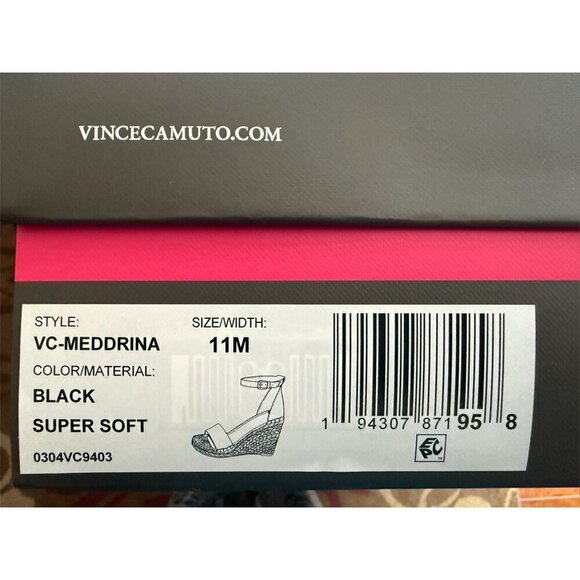 Vince Camuto Womens Black Tan Leather Wedge Espadrille Sandals Sz 11 M New - Picture 4 of 5